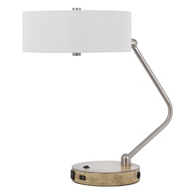 Cal Lighting Marcos Brushed 60W Metal Desk Lamp with Drum Fabric Shade