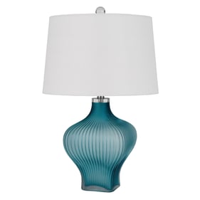 Cal Lighting Payson Aqua 150W 3 Way Fluted Art Glass Table Lamp