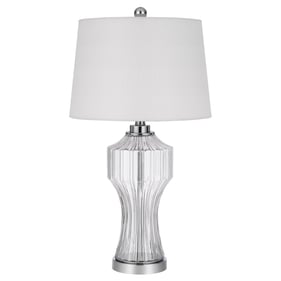 Cal Lighting Reston Clear 100W 3 Way Column Glass Table Lamp