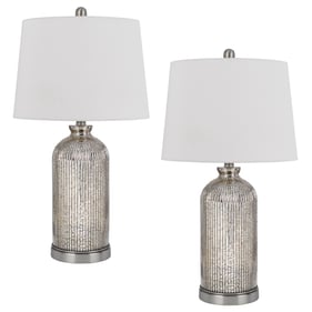 2 Cal Lighting Towson Antique Mirror 150W 3 Way Glass Table Lamps