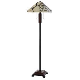 Cal Lighting 3101 Tiffany Dark Bronze 60W Metal Resin Floor Lamp with Pull ...