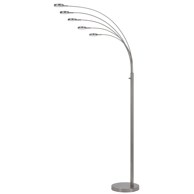 Cal Lighting Malibu Brushed Intergrated LED 8W Metal Arc Floor Lamp CAL-BO-3121FL-5L-BS