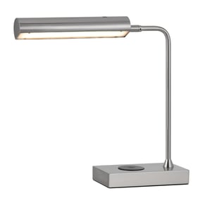 Cal Lighting Delray Brushed 12W Intergrated LED Desk Lamp with Wireless Cha...