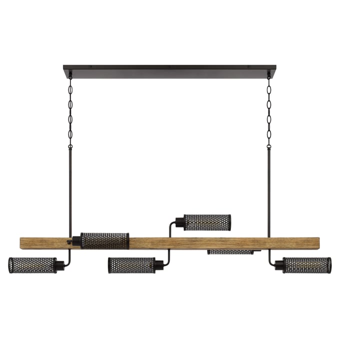 Cal Lighting Lenox Light Oak Island Chandelier with Metal Mesh Shades CAL-FX-3008-6