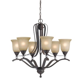 Cal Lighting Riverton Dark Bronze 60W Metal 6 Light Chandelier Fixture