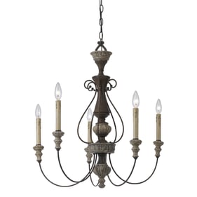 Cal Lighting Williams Rust Dapple Gray 5 Light Metal Chandelier