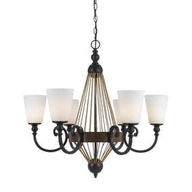 Cal Lighting Monticello White 6 Light Chandelier