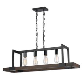 Cal Lighting Antonio Black 60W x 4 Wood Chandelier