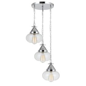 Cal Lighting Maywood Chrome 60W x 3 Glass Pendant