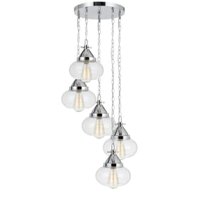 Cal Lighting Maywood Chrome 60W x 5 Glass Pendant