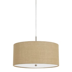 Cal Lighting Addison Brushed 60W x 3 Burlap Drum Pendant