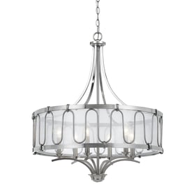 Cal Lighting Vicenza Brushed Chandelier with Transparent Fabric Shade