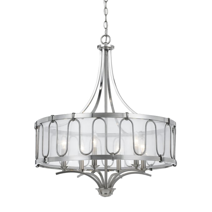 Cal Lighting Vicenza Brushed Chandelier with Transparent Fabric Shade CAL-FX-3646-6