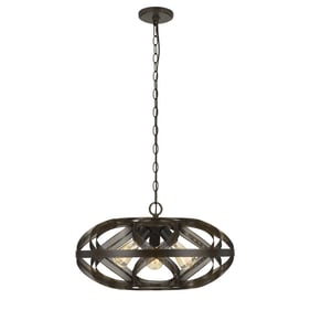 Cal Lighting Alma Dark Bronze 60W 3 Light Metal Mesh Pendant Fixture