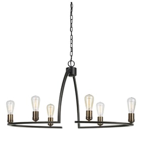 Cal Lighting Kinder Dark Bronze Metal 6 Light Chandelier