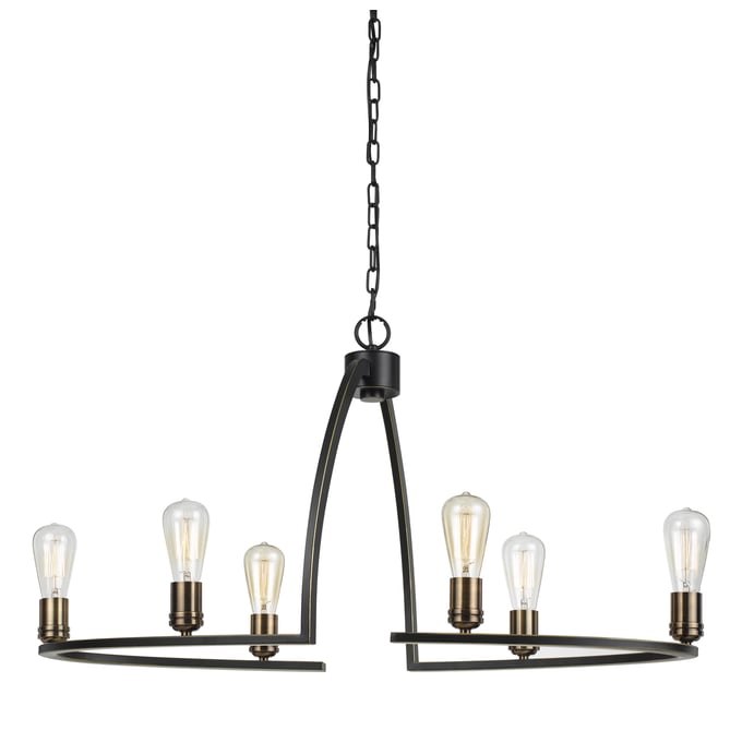 Cal Lighting Kinder Dark Bronze Metal 6 Light Chandelier CAL-FX-3664-6