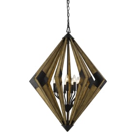 Cal Lighting Arezzo Brown 60W x 9 Wood Chandelier