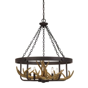 Cal Lighting Angelo Black 60W x 5 Metal Antler Chandelier