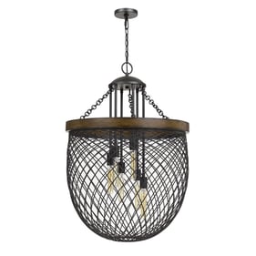 Cal Lighting Marion Bronze 6 Light Mesh Shade Chandelier