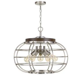 Cal Lighting Liberty Brushed 5 Light Metal Chandelier