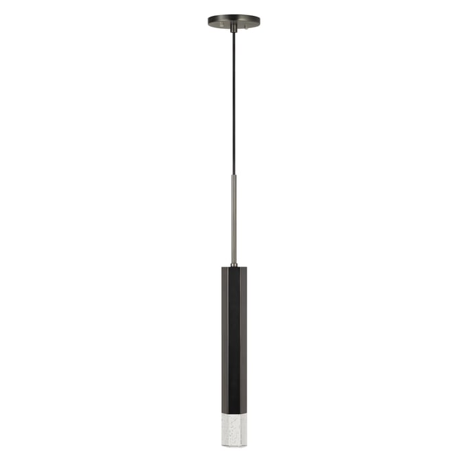 Cal Lighting Gun Metal Troy Integrated LED Dimmable 1 Light Pendant with Glass Diffuser CAL-FX-3723-1P-GM