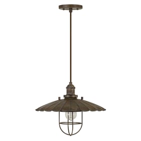 Cal Lighting Olive Rust Old Industrial Metal Pendant with Glass Shield