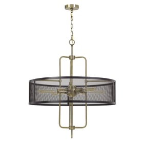 Cal Lighting Leiden Black Antique Brass Metal Chandelier with Mesh Shade