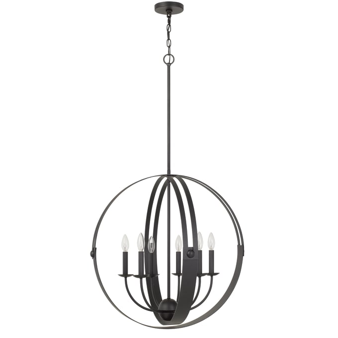 Cal Lighting Valais Matte Black Metal Chandelier CAL-FX-3737-6