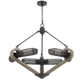 Cal Lighting Baden Black Natural Chandelier with Mesh Shades