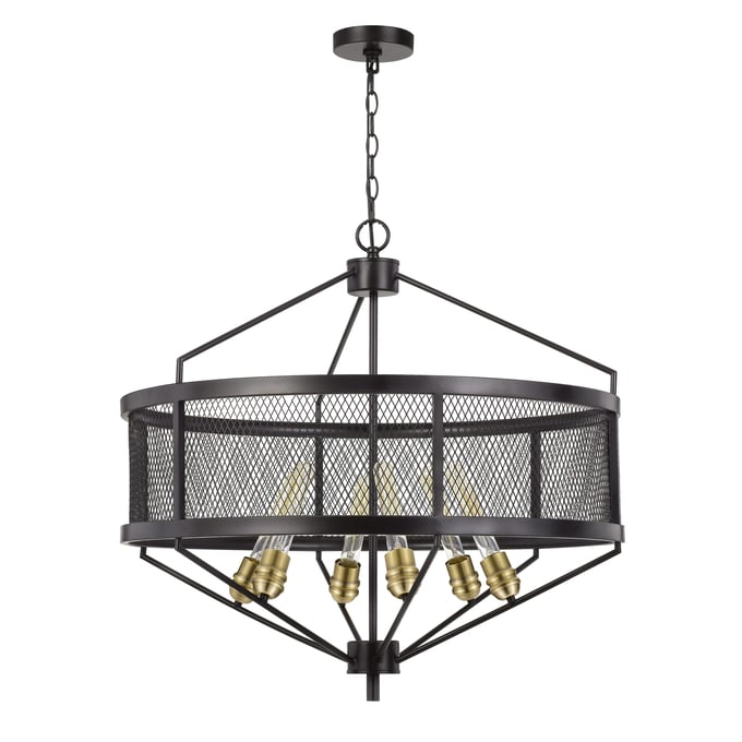 Cal Lighting Halle Black Antique Brass Metal Chandelier CAL-FX-3743-6