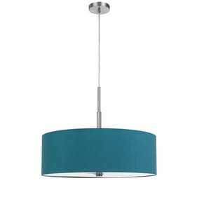 Cal Lighting Lonoke Aqua Blue Pendant Fixture with Hardback Drum Shade