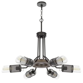 Cal Lighting Savona Black 60W x 6 Chandelier with Double Layer Mesh Shade