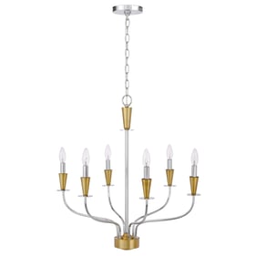 Cal Lighting Weston Chrome Satin Brass Metal Chandelier