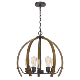 Cal Lighting Riverton Oak 60W x 5 Metal Chandelier