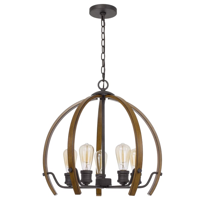 Cal Lighting Riverton Oak 60W x 5 Metal Chandelier CAL-FX-3764-5