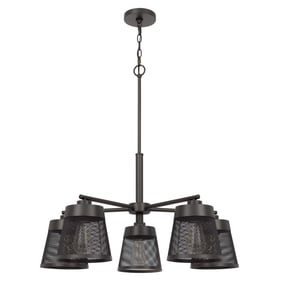 Cal Lighting Hampton Matte Black Metal Chandelier with Mesh Shades