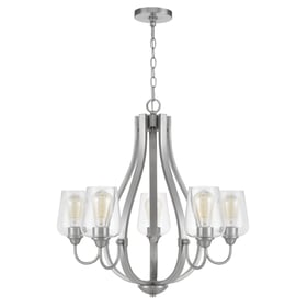 Cal Lighting Newport Brushed Metal Chandelier with Glass Shades