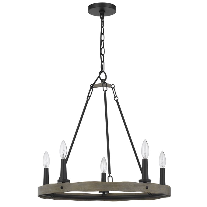 Cal Lighting Maidstone Oak Black Metal Chandelier CAL-FX-3775-5