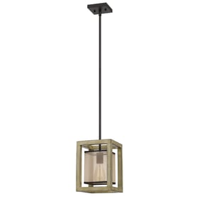 Cal Lighting Palencia Distressed Oak Black Pendant with Organza Shade