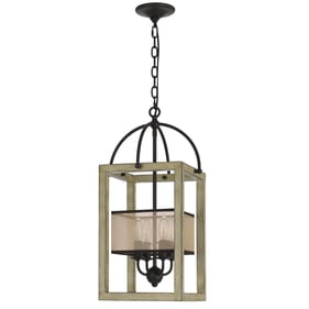 Cal Lighting Palencia Distressed Oak Black Chandelier with Organza Shade