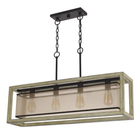 Cal Lighting Palencia Distressed Oak Black Island Chandelier with Organza S...