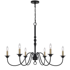 Cal Lighting Marino Black Antique Brass 60W Metal Chandelier