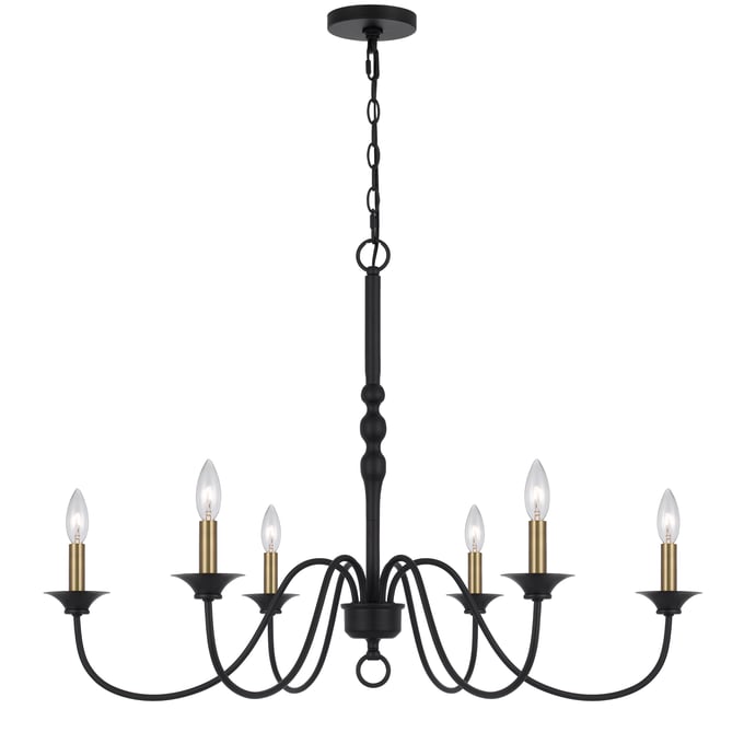 Cal Lighting Marino Black Antique Brass 60W Metal Chandelier CAL-FX-3794-6