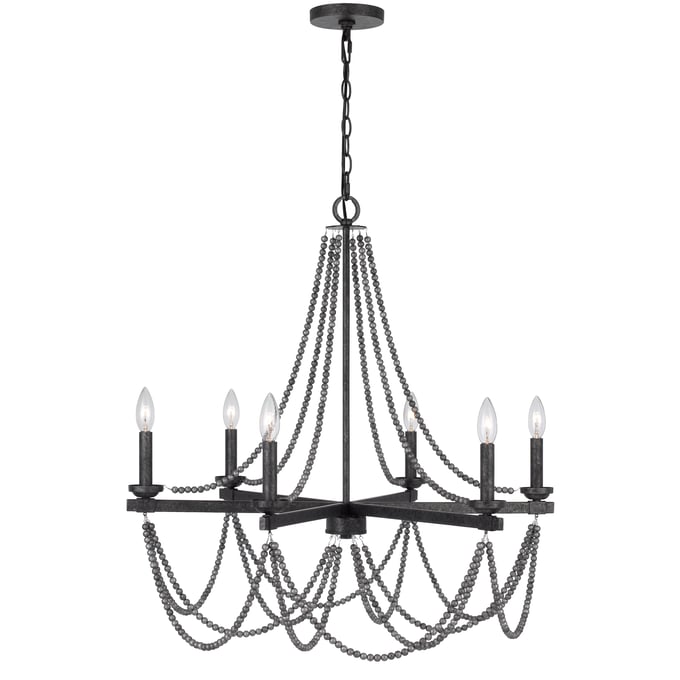 Cal Lighting Ventura Aged Silver 60W Metal Beaded Chandelier CAL-FX-3798-6