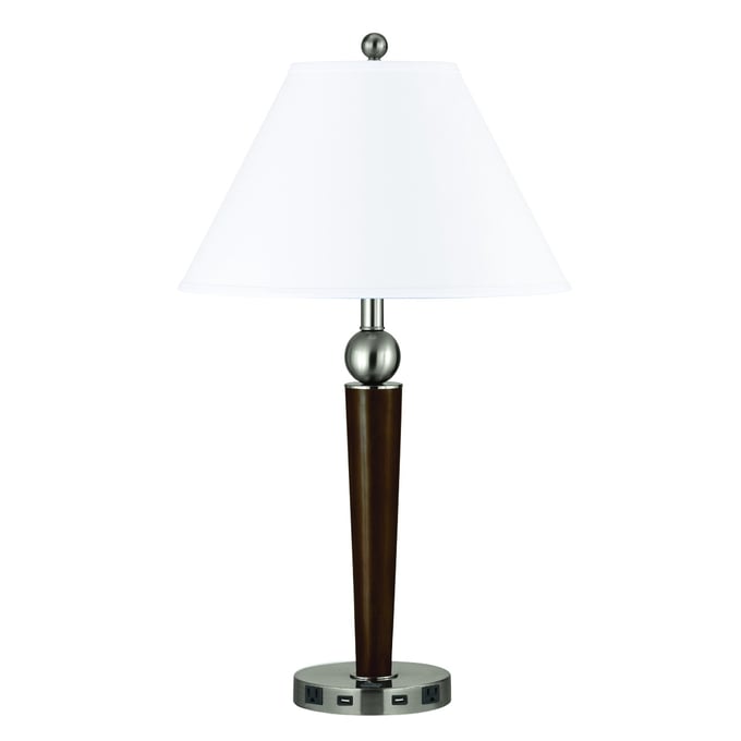 Cal Lighting Espresso Brushed 29 Inch Height Metal Nighstand Lamp CAL-LA-8005NS-6R-BS