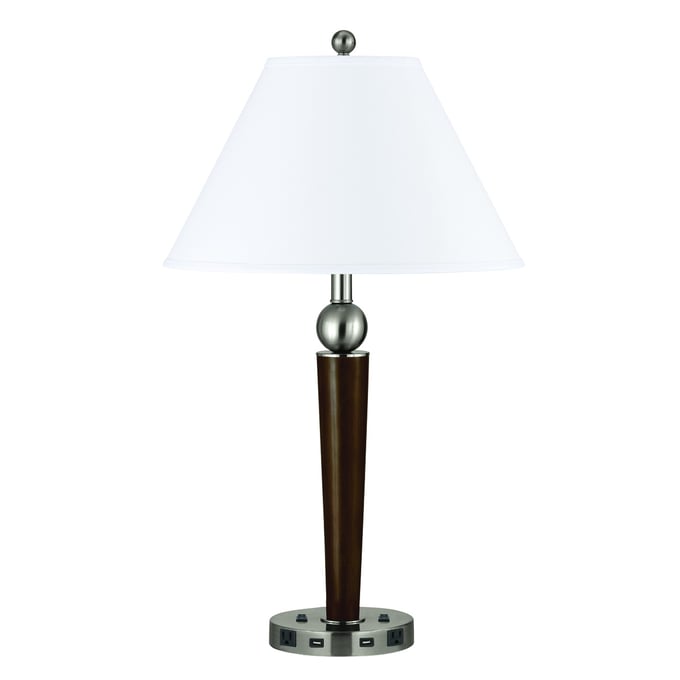 Cal Lighting Espresso Brushed 29 Inch Height Nighstand Lamp CAL-LA-8005NS-7R-BS