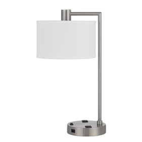 Cal Lighting Roanne Brushed Metal Desk Lamp with 1 USB Charging Ports