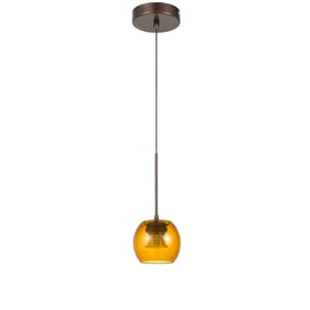 Cal Lighting Ithaca Rust 8W LED Mini Pendant with Amber Glass