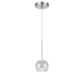 Cal Lighting Ithaca Brushed 8W LED Mini Pendant with Clear Crackle Glass