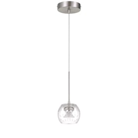 Cal Lighting Ithaca Brushed 8W LED Mini Pendant with Clear Bulbbed Glass